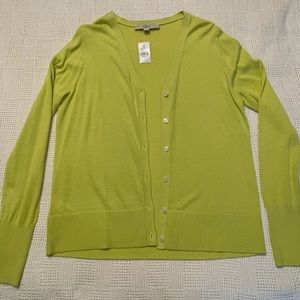 NWT LOFT chartreuse cardigan, size M